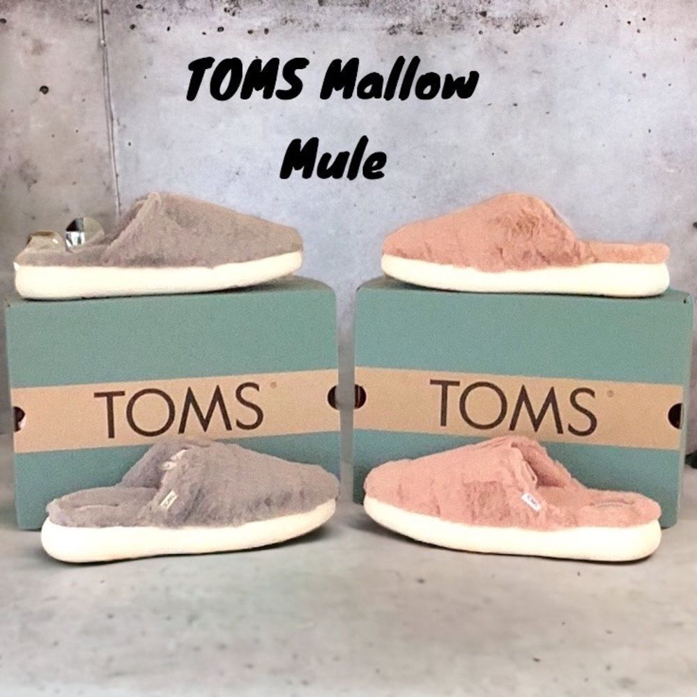 TOMS NEW IN BOX ALPARGATA MALLOW MULE FLUFF SHOE FAUX FUR WOMENS SIZE 8 SLIP ON